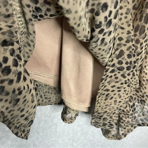 ASTR Leopard Print Crossover Ruffled Long Sleeve Romper - Picture 5 of 9